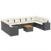 vidaXL 11-tlg. Garten-Sofagarnitur mit Kissen Schwarz Poly Produktbild-Vorschau 1