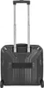 The back of a black rolling suitcase with a telescopic handle extended. Produktbild-Vorschau