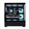 A gaming PC with RGB lighting inside a transparent case. Produktbild-Vorschau