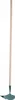 A garden hoe with a wooden handle and a metal blade, isolated on a white background. Produktbild-Vorschau