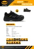 A product advertisement for Dockers safety shoes, featuring product images, specifications, and safety icons. Produktbild-Vorschau