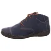 A side view of a blue women's bootie. Produktbild-Vorschau