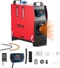A red and black diesel air heater with various accessories laid out below it on a white background. Produktbild-Vorschau