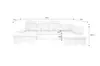 A diagram showing the dimensions of a sectional sofa. Produktbild-Vorschau