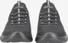 A front view of a pair of black Skechers sneakers. Voir les images du produit