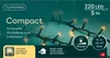 A product shot of string lights with packaging elements and feature callouts. Produktbild-Vorschau