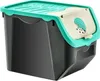 A black and teal storage box with a beige lid, designed for potatoes and onions. Produktbild-Vorschau