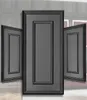 Three black cabinet doors with decorative trim, arranged in a collage. Náhled obrázku produktu