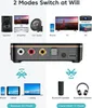 A diagram showing the features and modes of a Bluetooth audio adapter. Produktbild-Vorschau
