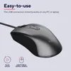 A close-up shot of a wired computer mouse with marketing text and icons. Anteprima dell’immagine prodotto