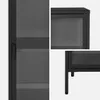 Collage of close-up shots of a black metal cabinet with glass doors. Produktbild-Vorschau