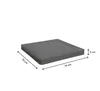 A gray cushion with dimensions indicated by arrows and text. Produktbild-Vorschau