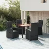 vidaXL 5 tlg. Garten Essgruppe mit Kissen Schwarz Poly Produktbild-Vorschau 2