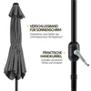 A close-up of a folded gray umbrella and a section of its black pole with a crank mechanism. Produktbild-Vorschau
