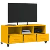 vidaXL Mobile TV giallo senape 100,5x39x43,5 cm Acciaio Anteprima dell’immagine prodotto 5