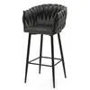 A gray bar stool with a braided backrest and black legs is shown against a white background. Podgląd zdjęcia produktu
