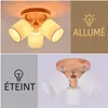 ZMH Spot de plafond 3 flammes rond bois LED Plafonnier Spot Voir les images du produit 8