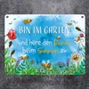 Bin im Garten Metallschild in 15x20 cm mit Blumenwiese und Produktbild-Vorschau 2