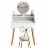 Coiffeuse de maquillage avec miroir, blanche, style Voir les images du produit 1