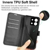 A person is holding a black phone case with a wallet attached, showing the inside of the case and the phone it is designed for. Produktbild-Vorschau