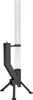 A black metal and clear glass outdoor heater on a white background. Produktbild-Vorschau