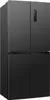 A black French door refrigerator with a brushed metal finish. Produktbild-Vorschau