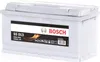 A white car battery with a black and red Bosch label. Produktbild-Vorschau