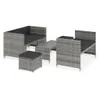 5-tlg. Garten-Lounge-Set mit Auflagen Poly Rattan Grau Produktbild-Vorschau 1