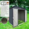 A garden shed with its doors open, set on a grassy lawn. Anteprima dell’immagine prodotto