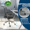 An office chair is placed on a transparent floor mat in front of a desk. Produktbild-Vorschau