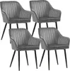 Four gray upholstered chairs with black metal legs are arranged in a grid on a white background. Produktbild-Vorschau