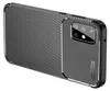 A close-up, angled view of a smartphone case with a carbon fiber texture and a camera cutout. Produktbild-Vorschau