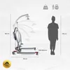A diagram showing a patient lift with dimensions and weight capacities, alongside a silhouette of a person for scale. Náhľad obrázku produktu