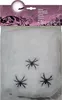 A package of Halloween spider web decorations with three plastic spiders. Produktbild-Vorschau