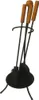 narzędzia kominkowe o wysokości 67 cm, czarna stal/drewno, Podgląd zdjęcia produktu 1