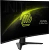 A curved computer monitor with a black stand, displaying a neon yellow logo and text. Anteprima dell’immagine prodotto