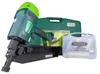 A green nail gun with a green carrying case and a clear plastic box of nails. Produktbild-Vorschau
