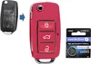 Auto Schlüssel Funk Fernbedienung 1x Gehäuse 3 Tasten Pink Produktbild-Vorschau 1