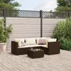 5-tlg. Garten-Lounge-Set mit Kissen Braun Poly Rattan Produktbild-Vorschau 2
