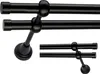A close-up studio shot of a black double curtain rod with decorative finials. Podgląd zdjęcia produktu