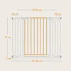 A baby safety gate with dimensions indicated by measurement lines and text. Náhled obrázku produktu
