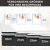 A marketing image showing different mattress sizes and thicknesses. Produktbild-Vorschau