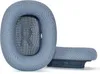 Two blue ear pads for headphones are shown on a white background. Produktbild-Vorschau