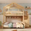 Kinder-Etagenbett 90x200 + 140x200 cm im Haus-Design mit Produktbild-Vorschau 9