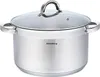 A stainless steel pot with a glass lid. Anteprima dell’immagine prodotto