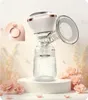 A white electric breast pump is displayed on a white pedestal, surrounded by pink roses and petals. A diamond ring icon is in the upper left corner. Produktbild-Vorschau