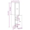 Diagram showing the dimensions of a tall cabinet with an open door and shelves. Produktbild-Vorschau