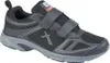 A single black and gray athletic shoe with velcro straps. Voir les images du produit