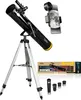 A National Geographic telescope and accessories are displayed against a white background, with a box showing product illustrations in the lower right corner. Produktbild-Vorschau