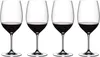 Four wine glasses filled with red wine, arranged in a row against a white background. Produktbild-Vorschau